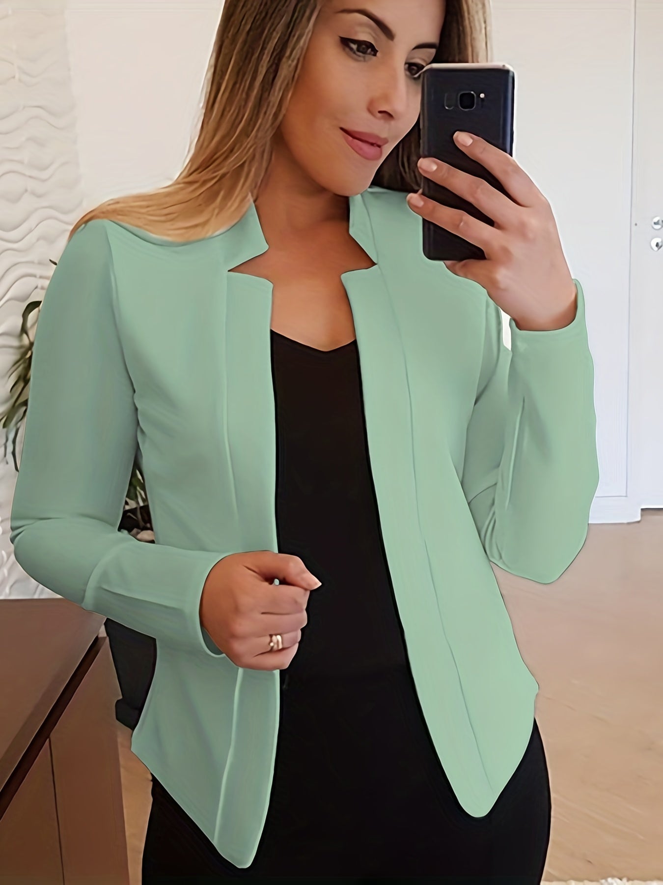 Women's Elegant Solid Color Long Sleeve Cardigan Jacket - Open Front H-Silhouette Design, Machine Washable All-Season Versatile Sweater for Casual & Formal Wear, Cardigan Sweater, Durable Knitwear