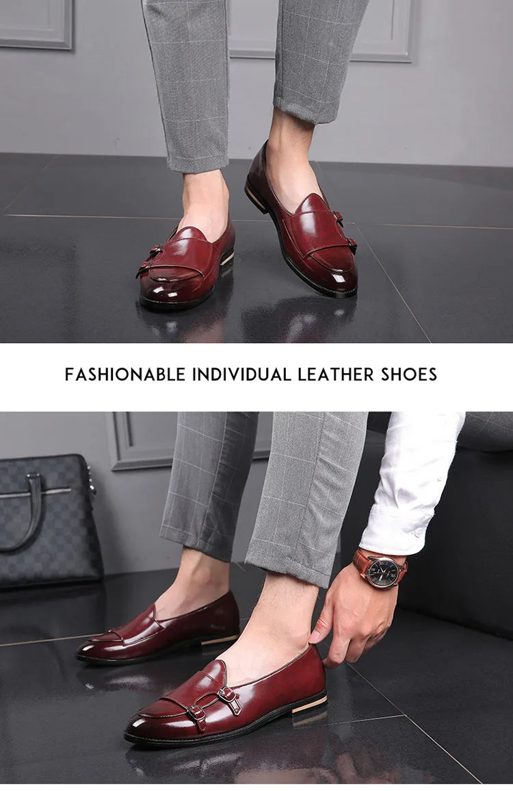 Handmade Retro Double Monk Buckle Straps Leather