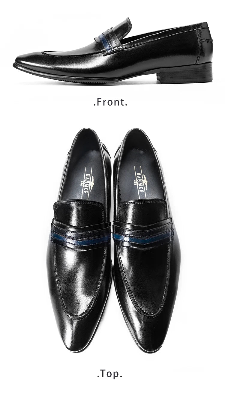 Hanmce Luxury High Quality Pointed Toe Genuine Leather Loafers
