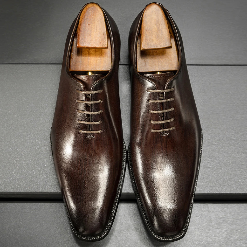 Hanmce Oxford Genuine Leather Breathable Patent  Shoes