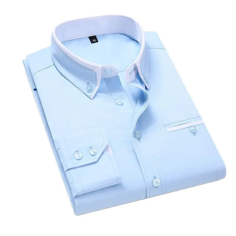 Long Sleeve Slim Fit No-Iron Casual Button Down Shirt