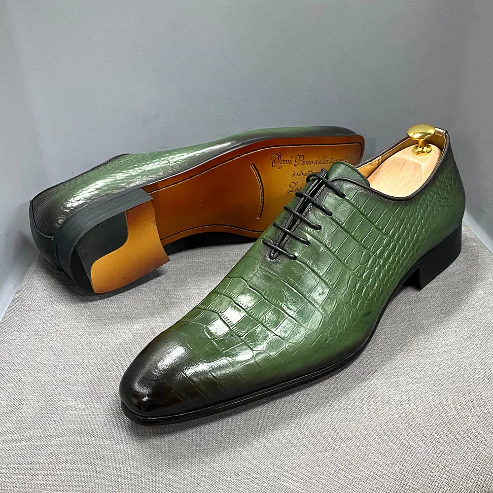 Crocodile Fashion Italian Leather Oxford Shoes