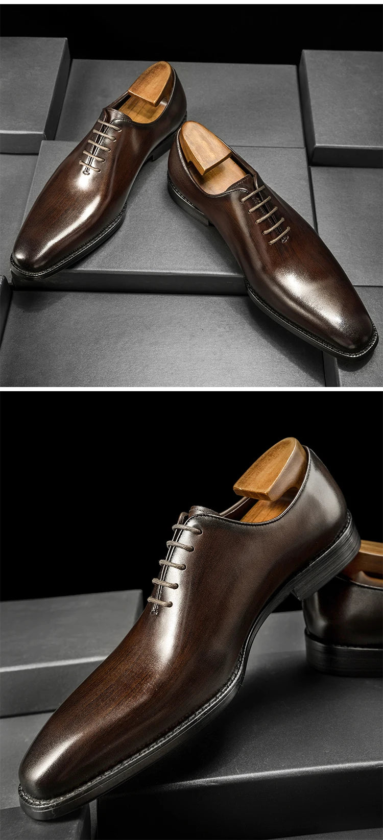 Hanmce Oxford Genuine Leather Breathable Patent  Shoes