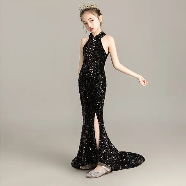 Elegant Evening Tail Dress for Girls