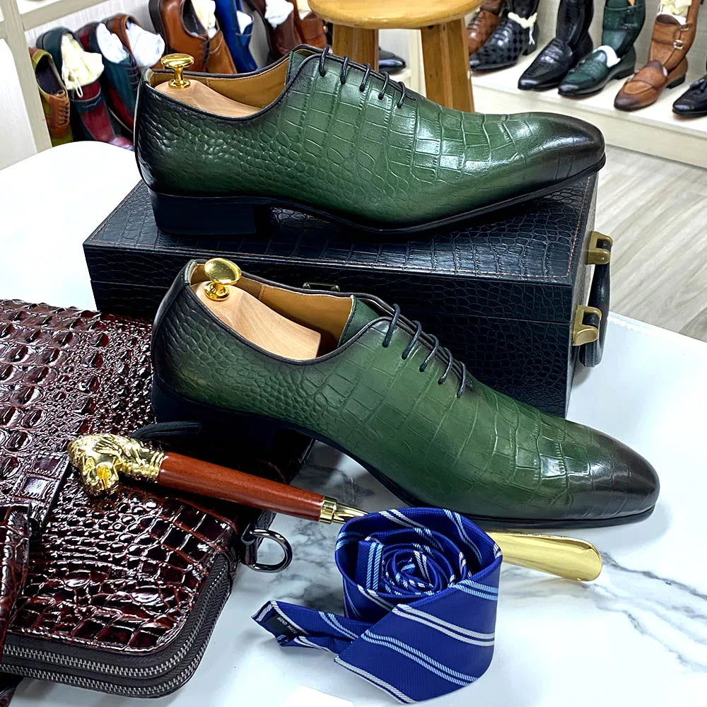 Crocodile Fashion Italian Leather Oxford Shoes