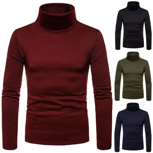 Mens Casual Thermal Long Sleeve Slim Fit Turtleneck