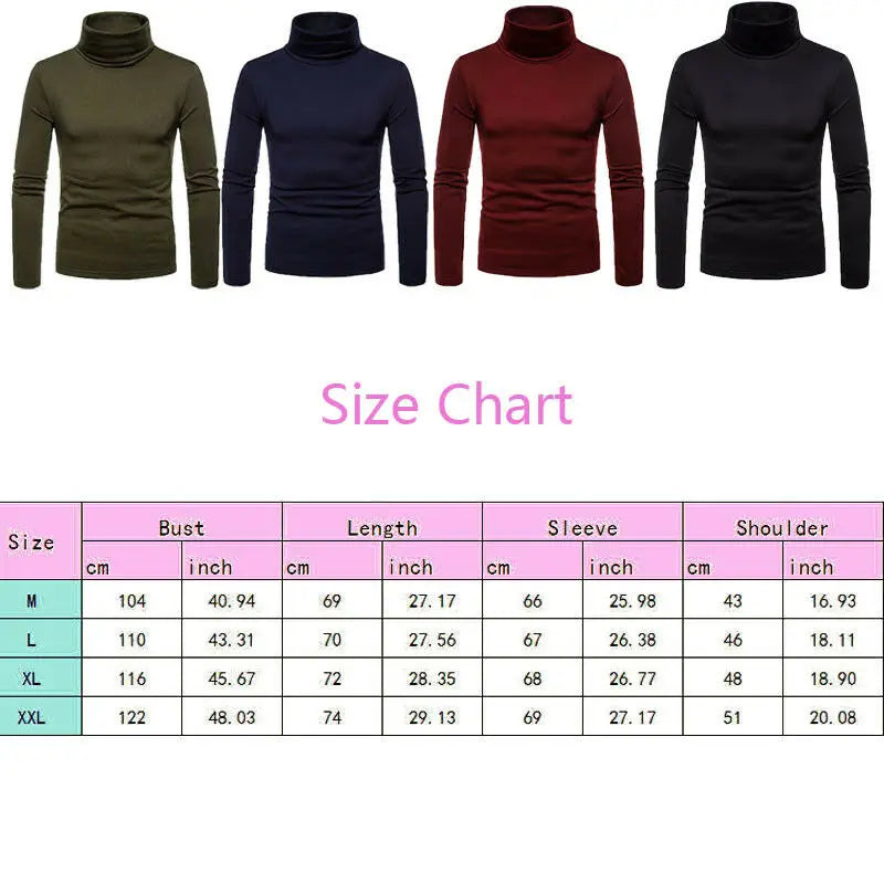 Mens Casual Thermal Long Sleeve Slim Fit Turtleneck