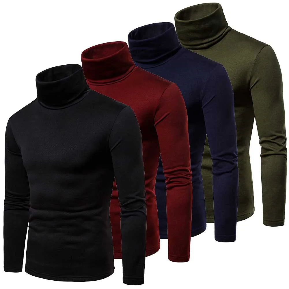 Mens Casual Thermal Long Sleeve Slim Fit Turtleneck