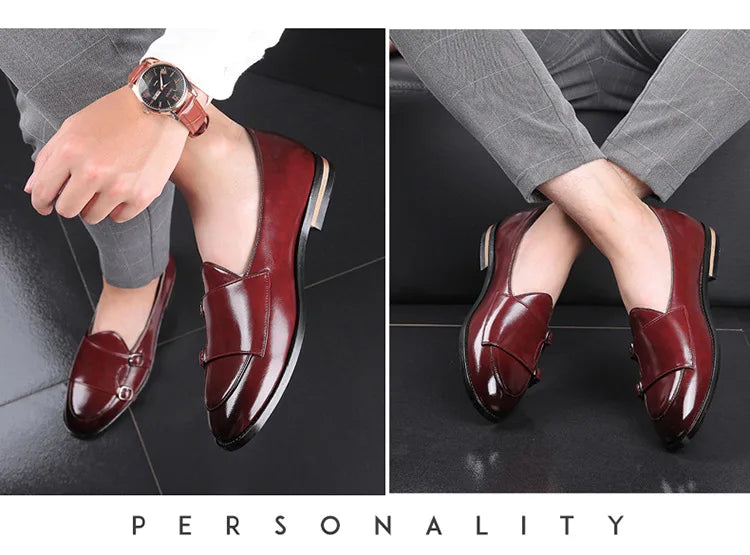 Handmade Retro Double Monk Buckle Straps Leather