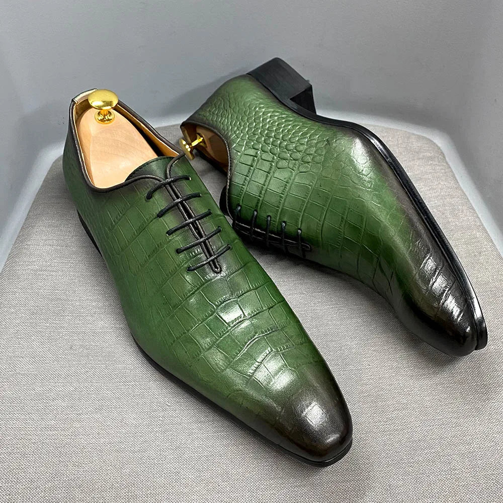Crocodile Fashion Italian Leather Oxford Shoes