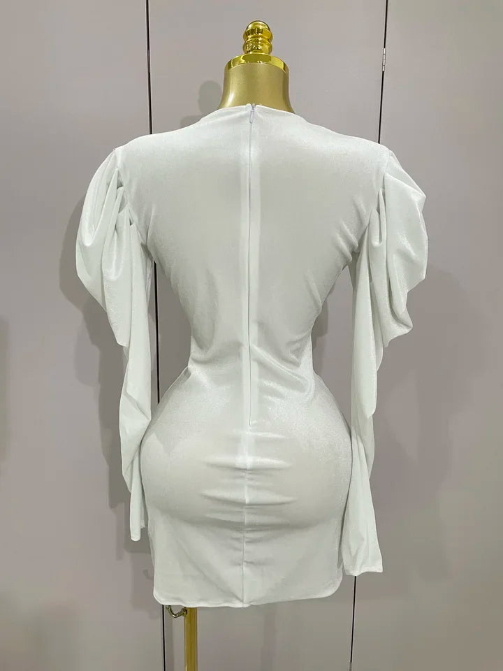 Luxury Satin A-Line Sparkly Crystals Dress