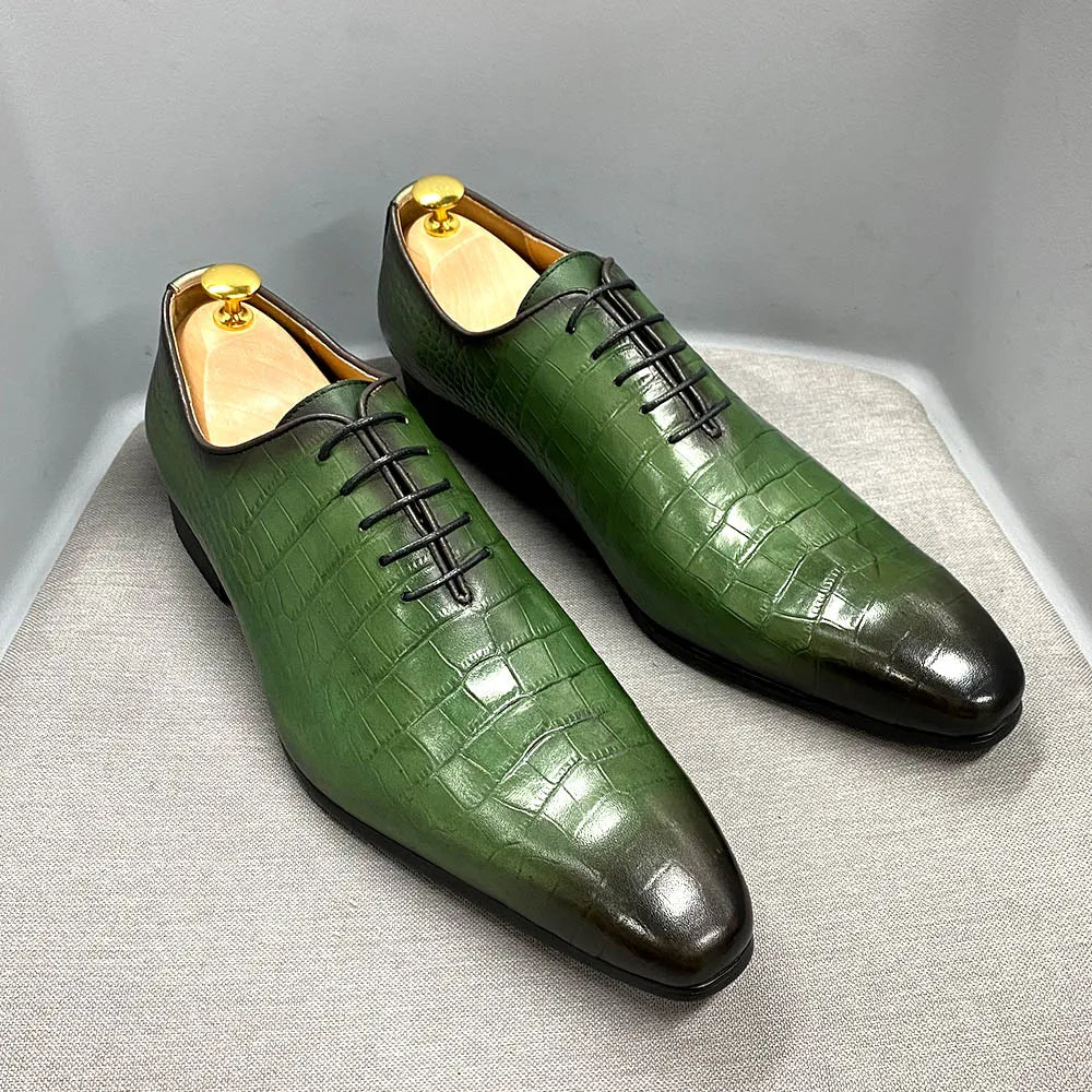 Crocodile Fashion Italian Leather Oxford Shoes