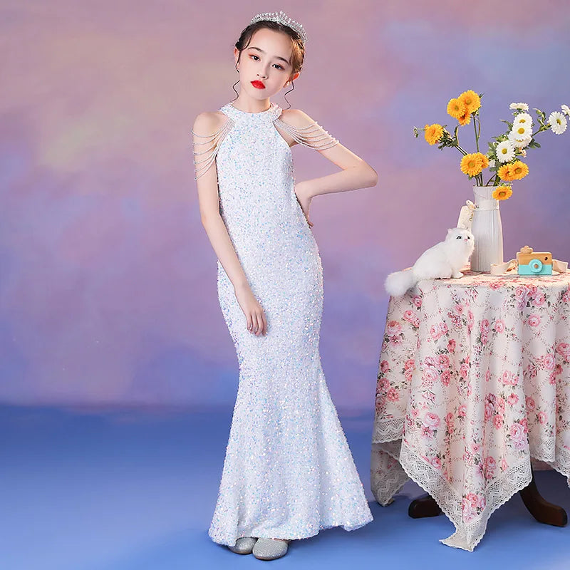 Elegant Evening Tail Dress for Girls