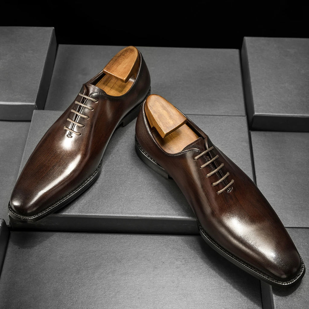 Hanmce Oxford Genuine Leather Breathable Patent  Shoes