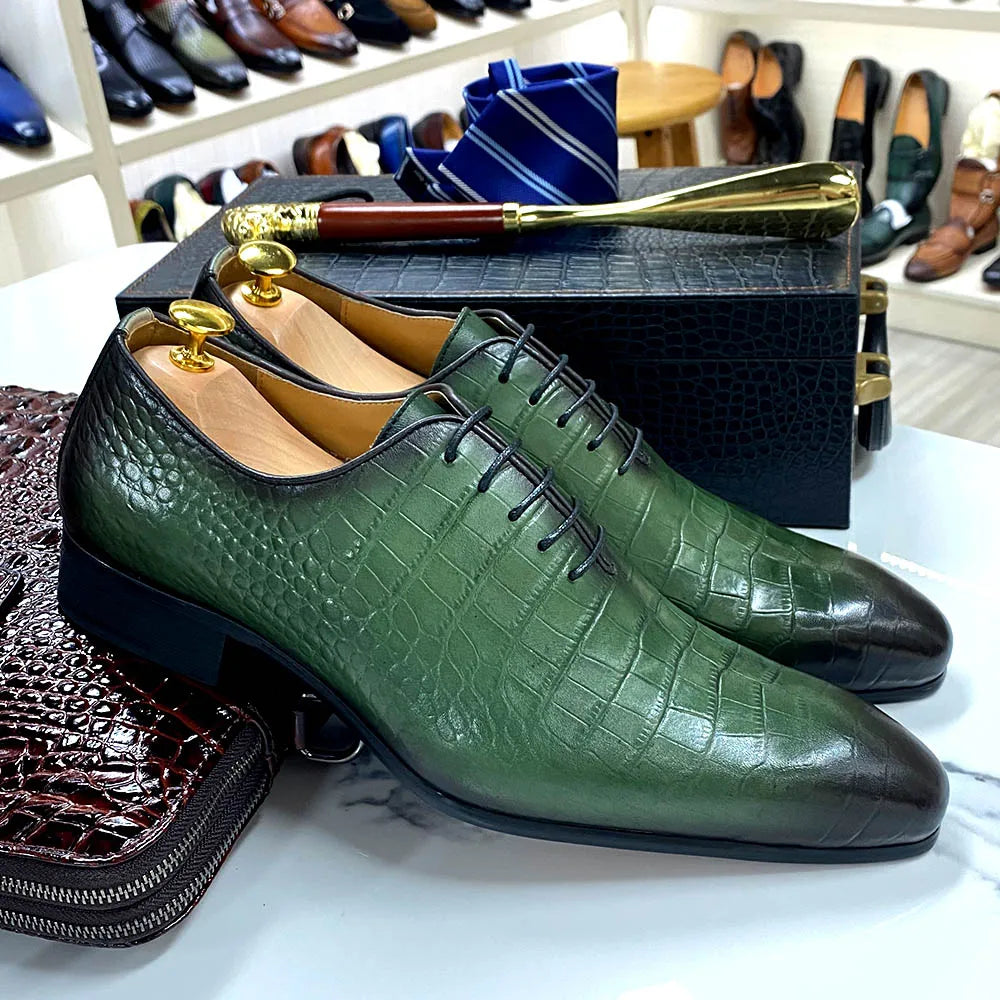Crocodile Fashion Italian Leather Oxford Shoes