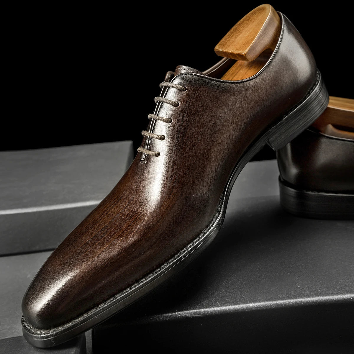 Hanmce Oxford Genuine Leather Breathable Patent  Shoes