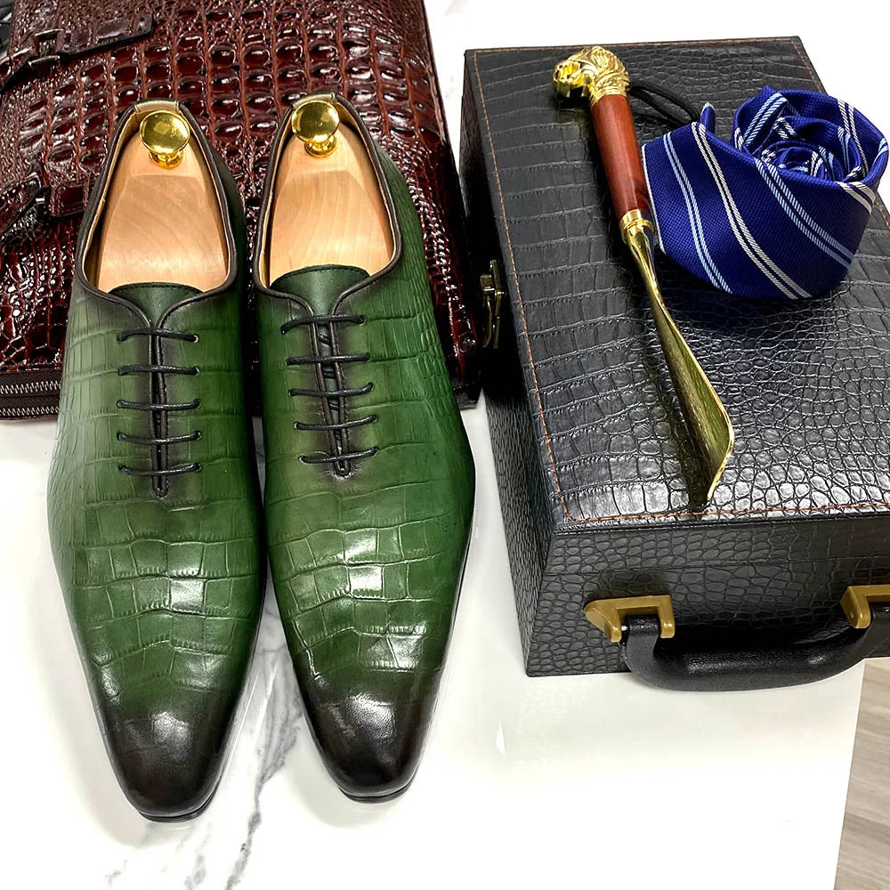 Crocodile Fashion Italian Leather Oxford Shoes