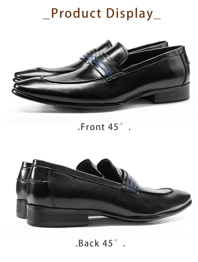 Hanmce Luxury High Quality Pointed Toe Genuine Leather Loafers