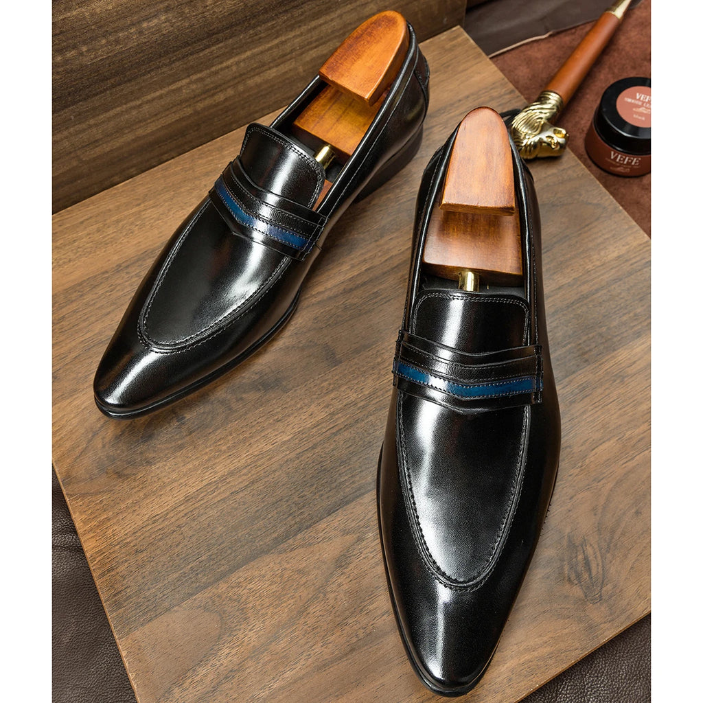 Hanmce Luxury High Quality Pointed Toe Genuine Leather Loafers