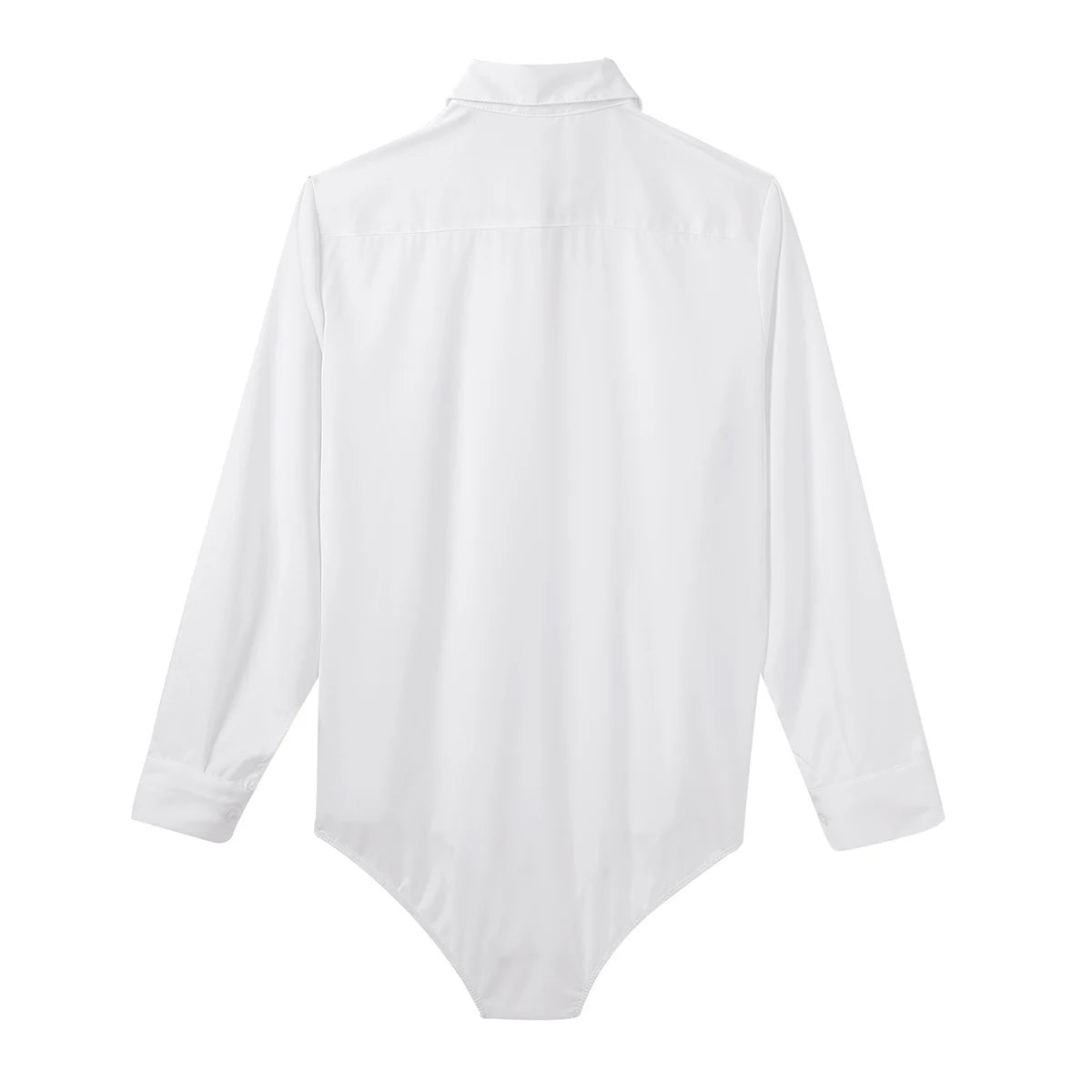 Mens Long Sleeves Turn-down Collar Button Down Solid Color Bodysuit Shirt Tops