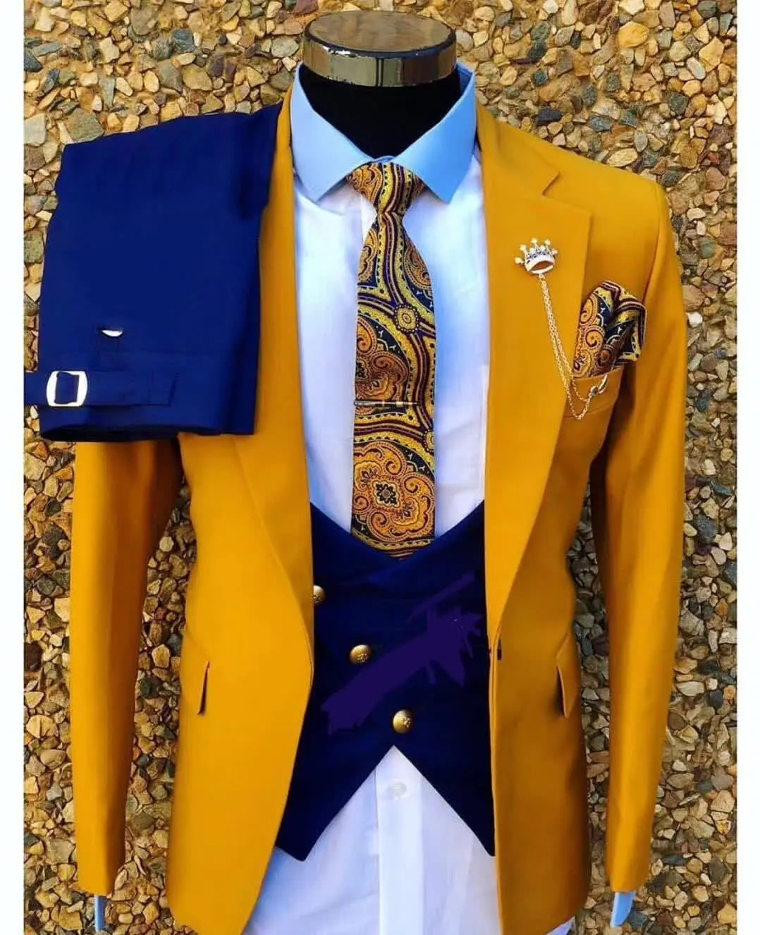 Gray Coat Blue Vest Pant Custom Made  Formal Tuxedo