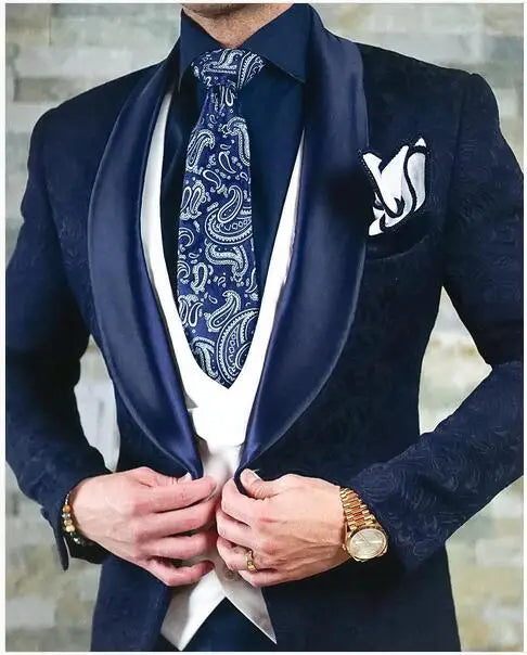 Tuxedos Shawl Satin Lapel ( Jacket+Pants+Vest+Tie) C691