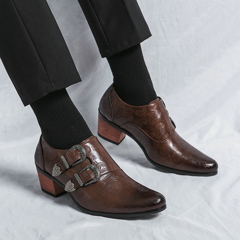 Studio Shooting Pointed Leather Monkstrap Shoes