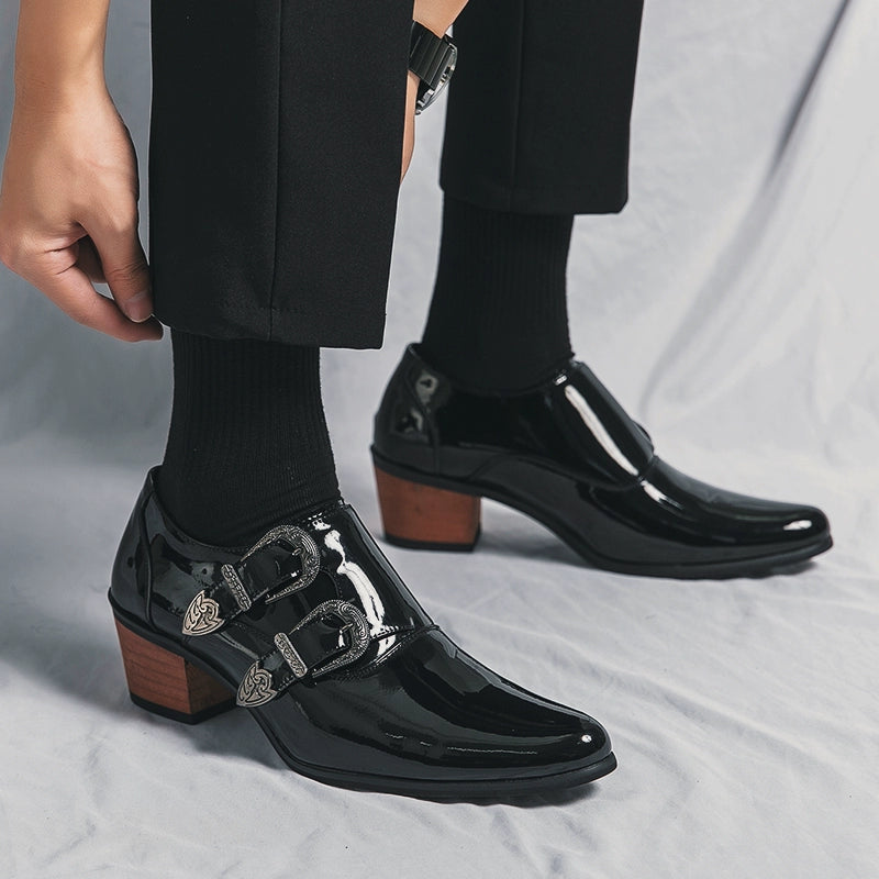 Studio Shooting Pointed Leather Monkstrap Shoes