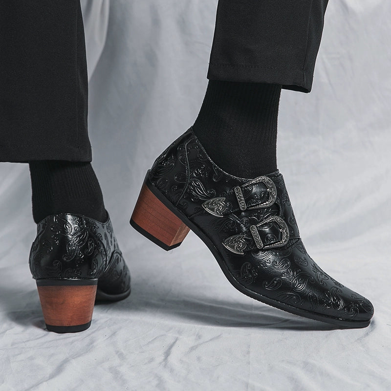 Studio Shooting Pointed Leather Monkstrap Shoes