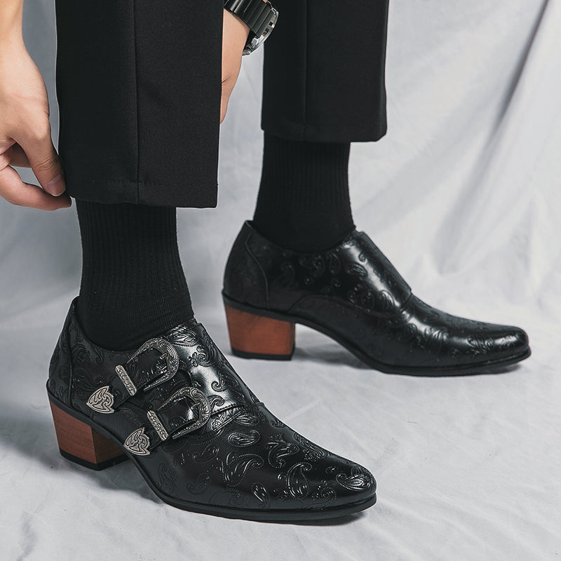 Studio Shooting Pointed Leather Monkstrap Shoes