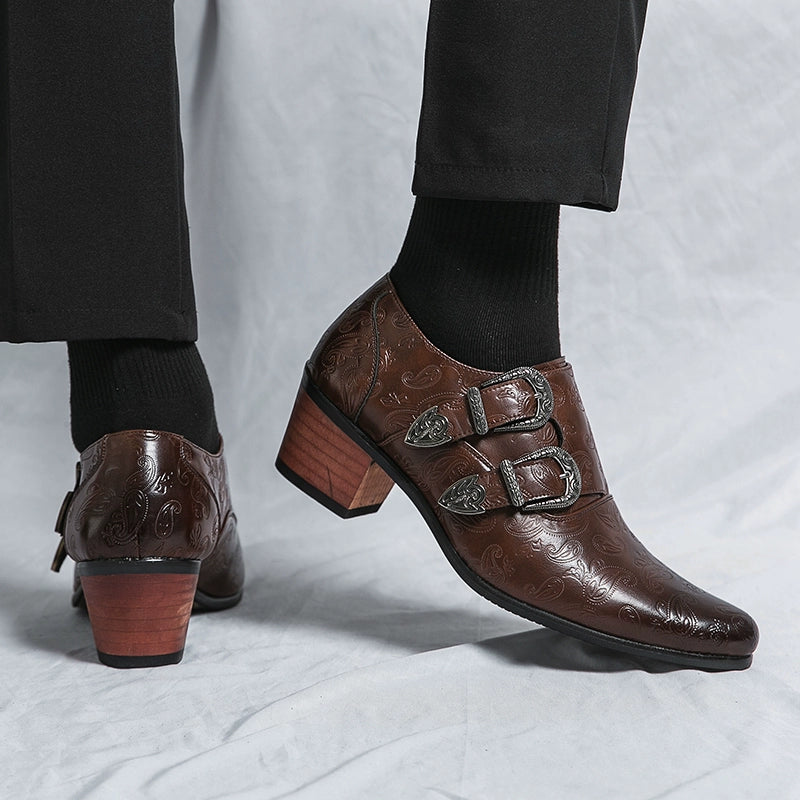 Studio Shooting Pointed Leather Monkstrap Shoes