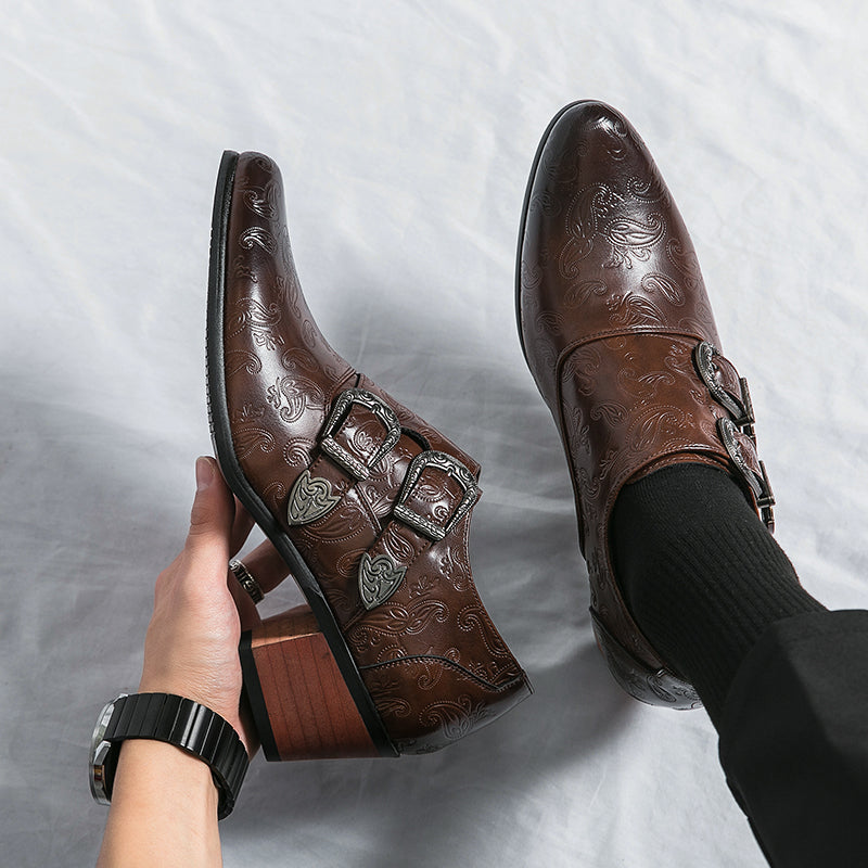 Studio Shooting Pointed Leather Monkstrap Shoes