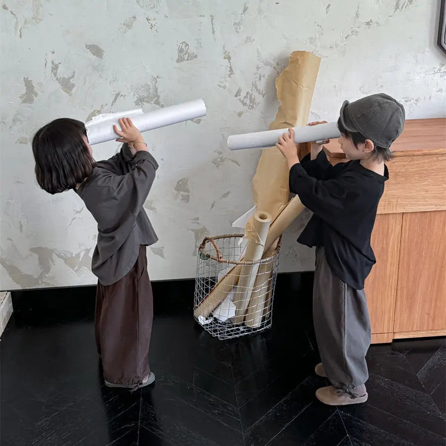 Girls Boys Casual Simple Long Sleeve Round Neck T-shirts