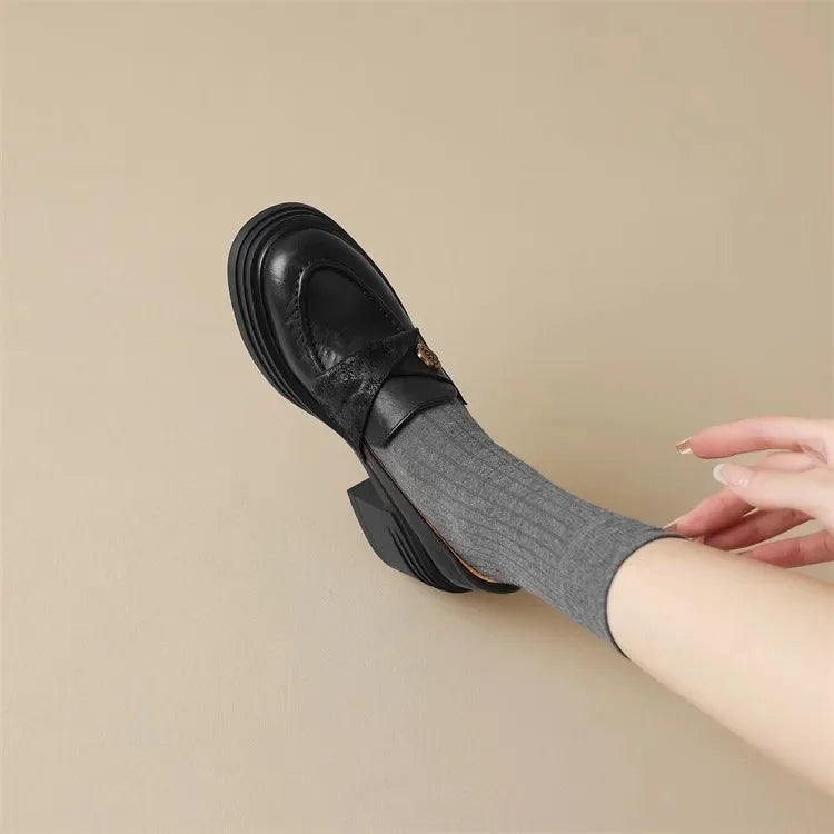 High Heel Retro Loafers