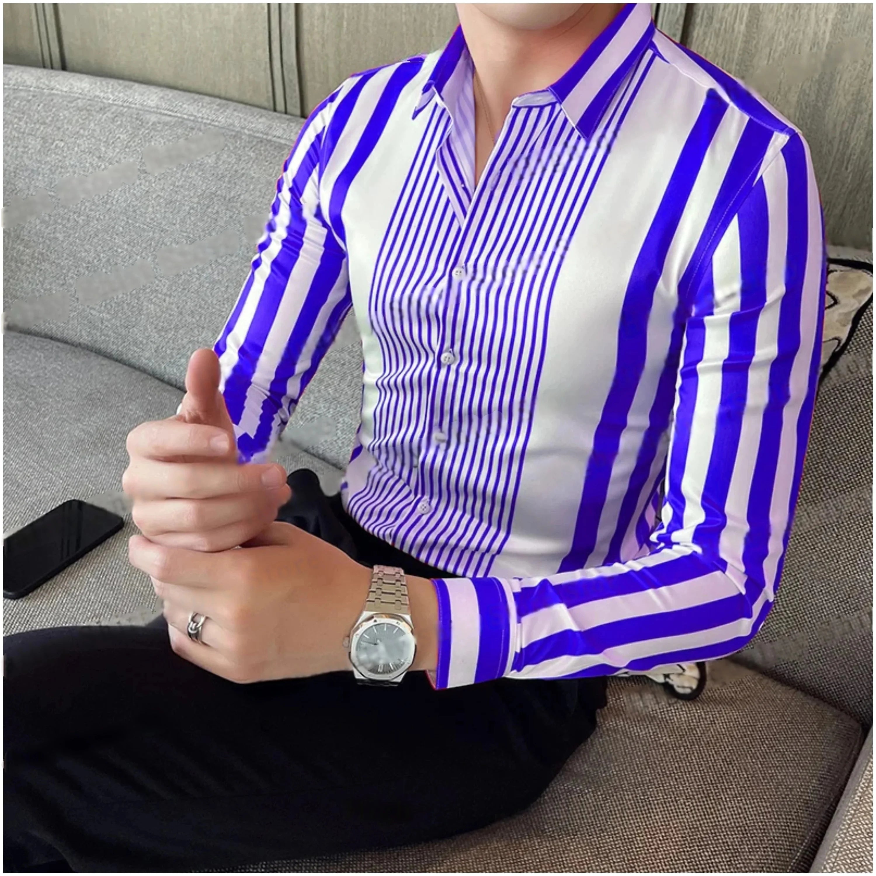 British Style Striped Long Sleeve Shirts
