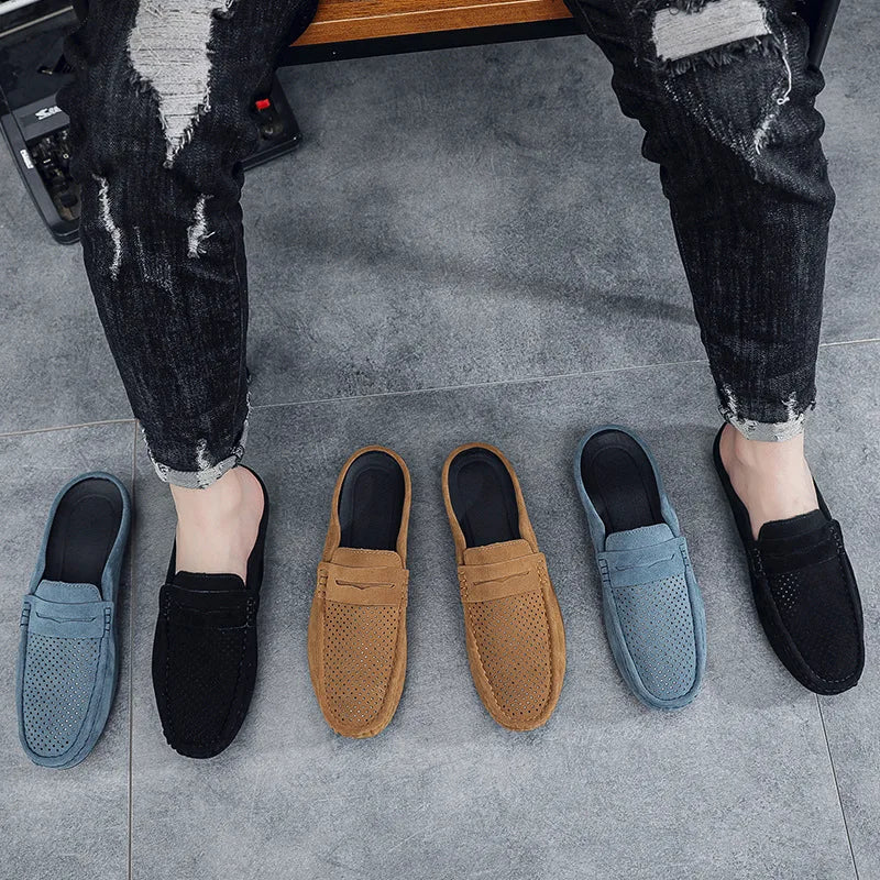 Men's Doudou Shoes Half Support Breathable Baotou Half Slippers Loafer Shoes