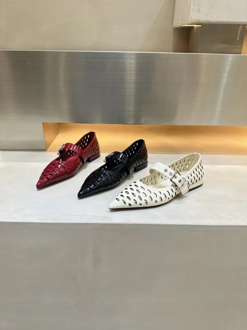 Pointed Toe Flats Hollow Loafers