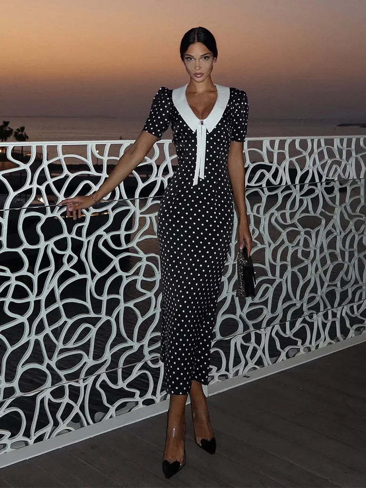 Sexy Short Sleeves Dot Printed Dress