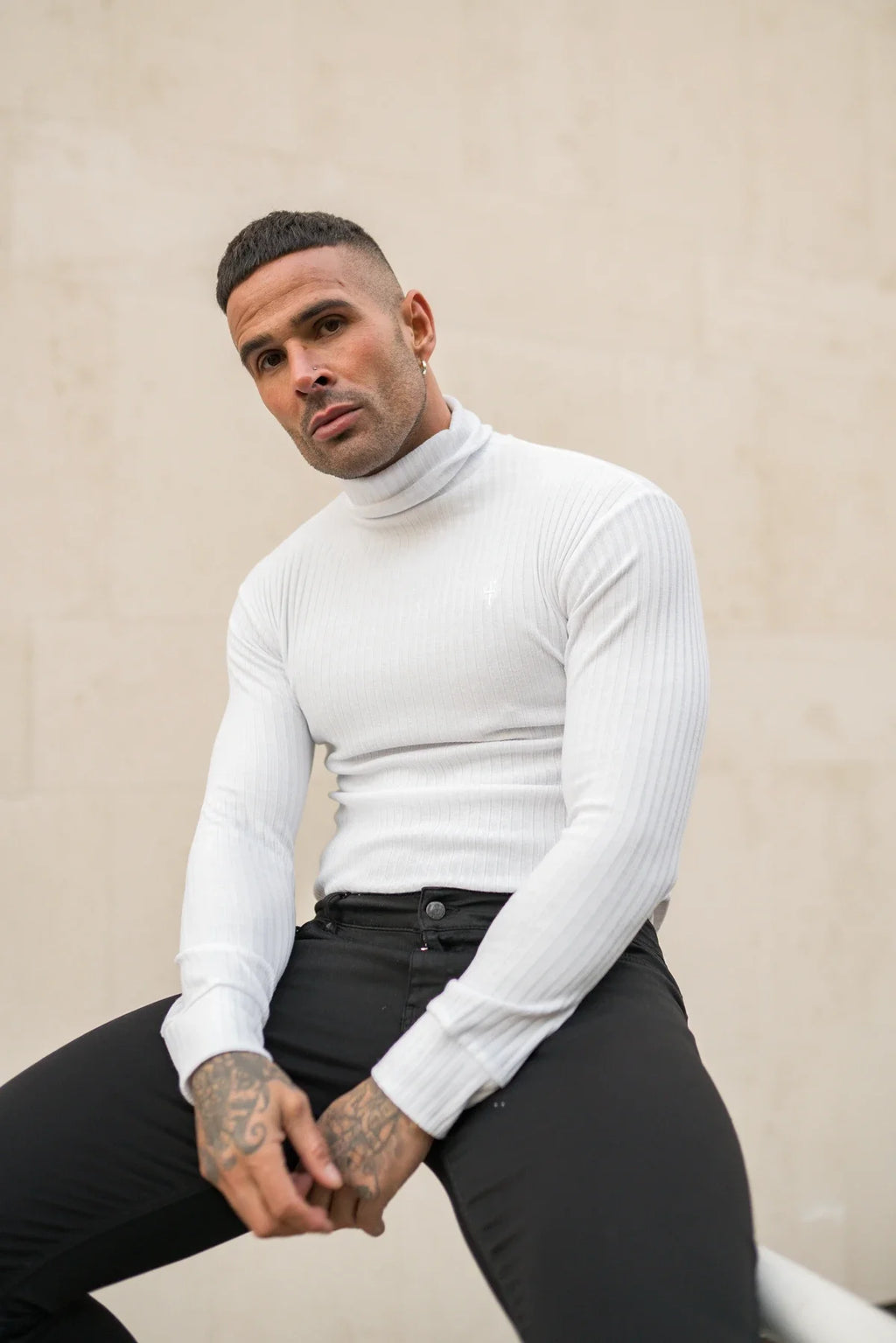 Plain  Slim Fit Turtleneck Knitted Long Sleeve Breathable Quick Dry T-shirts, Fitness Bodybuilding Muscle Sweater Pullover