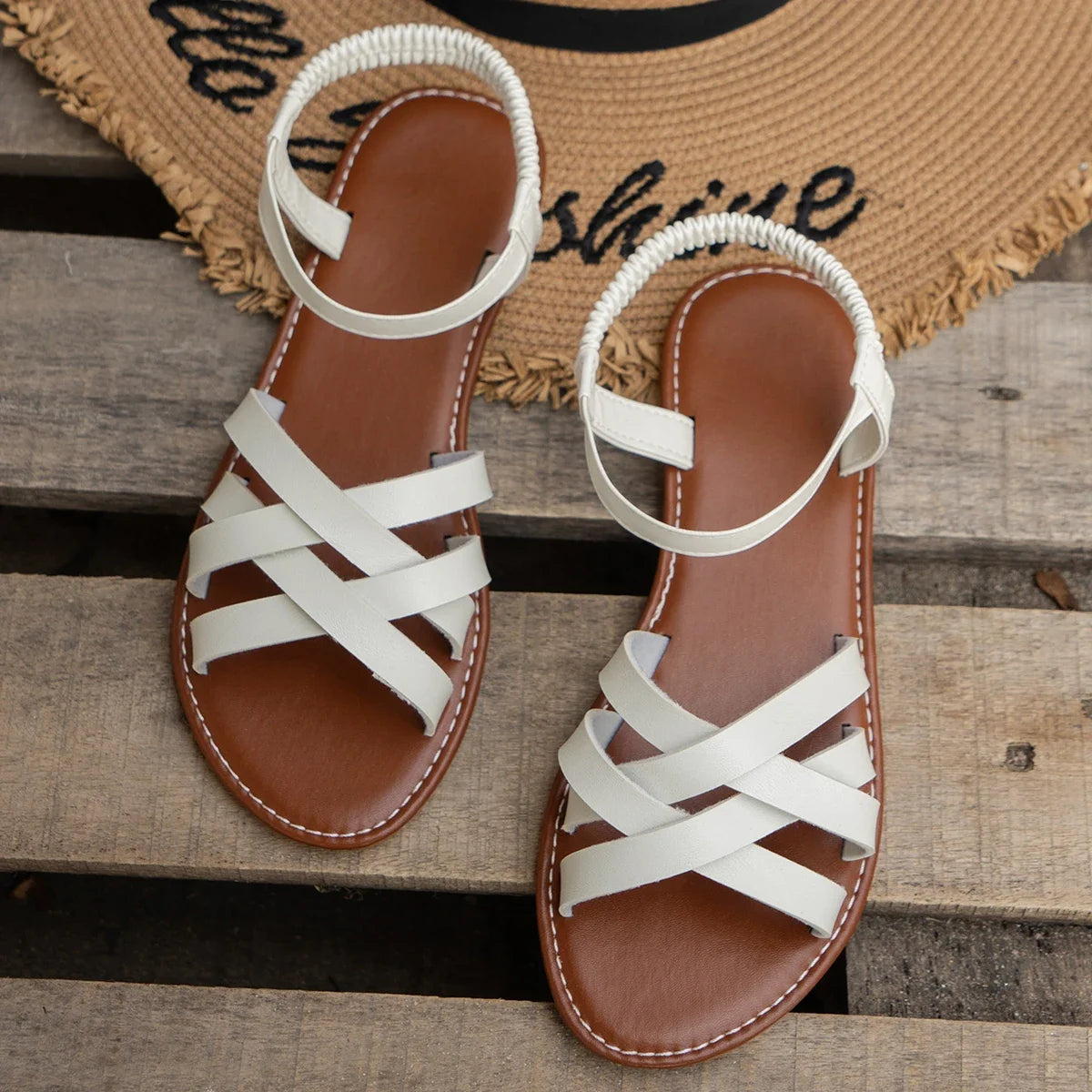 Flat Non Slip Roman Strap Sandals