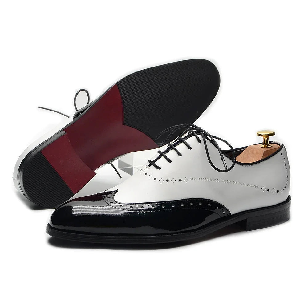 Leather Wingtip Lace-up Oxfords