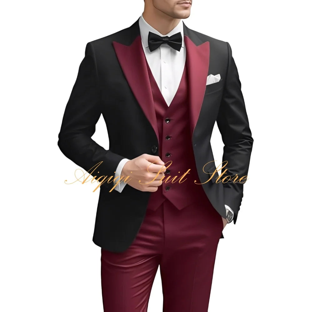 Men's Suits Slim Fit 3 Piece Wedding Suit for Men Elegant Formal Prom Tuxedo Grooms Homecoming Blazer Vest Pants Men Suits