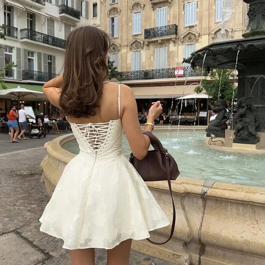 Casual A Line Lace Up Elegant Dress