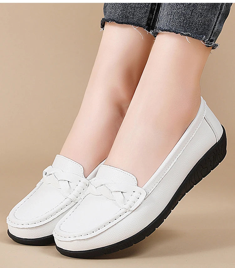 Women Soft Leather Casual Slip On Loafer