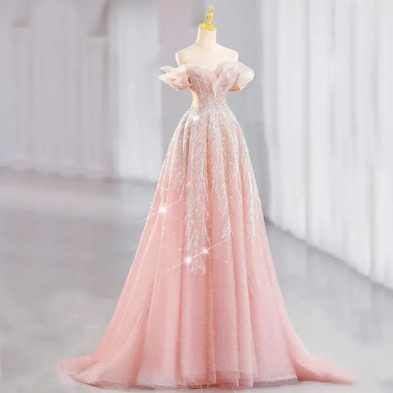 Stylish Pink Beads Elegant Formal Occasions Dress