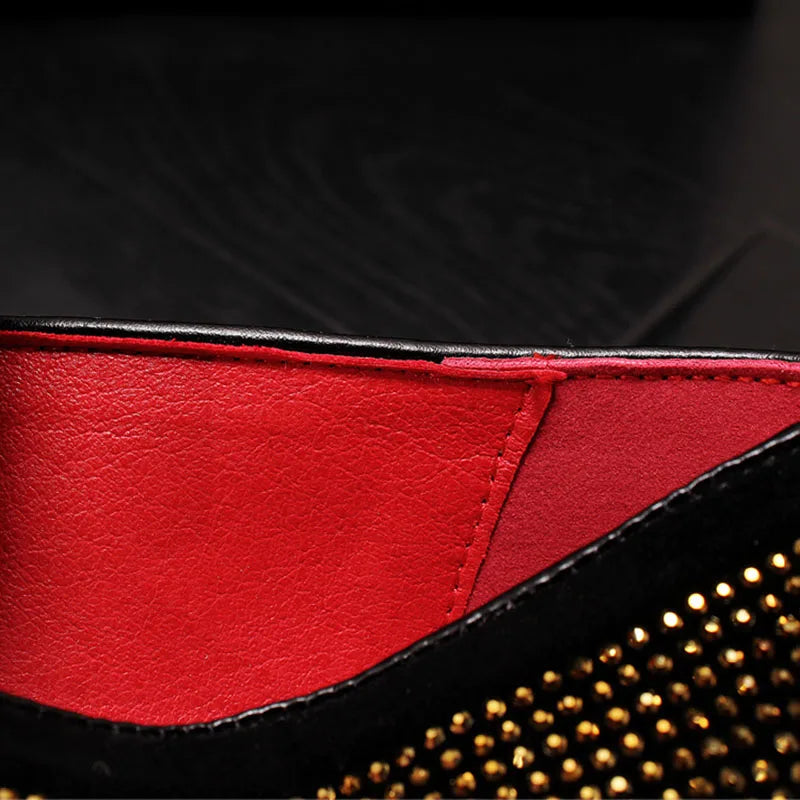 Pointed Rivet Embroidery Rhinestone Casual Loafers