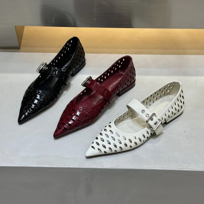Pointed Toe Flats Hollow Loafers