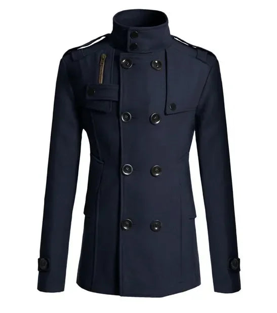 Korean Style Slim-fit Double-breasted Woolen Overcoat Mid-to-long Coat.