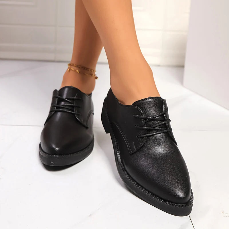 Women's Black Lace Up Classic Oxfords