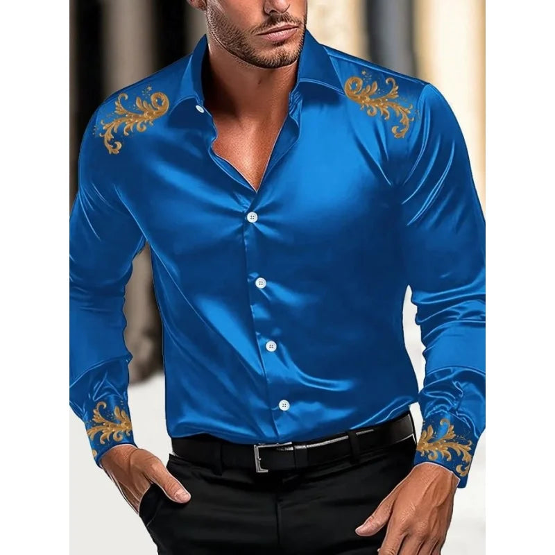 Casual Shirts Black White Burgundy Green Long Sleeves Lapel Clothing